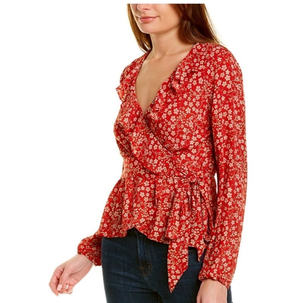 MAX STUDIO Wrap Ruffle Front Top